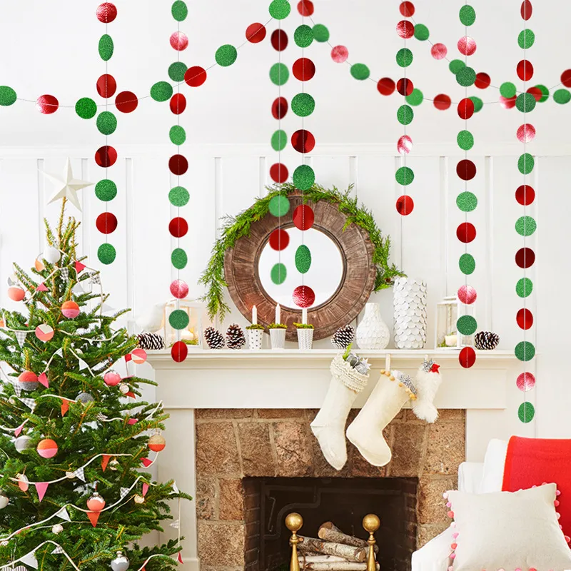 Glitter Star Round Physics Paper 1 Garland Banner For Christmas