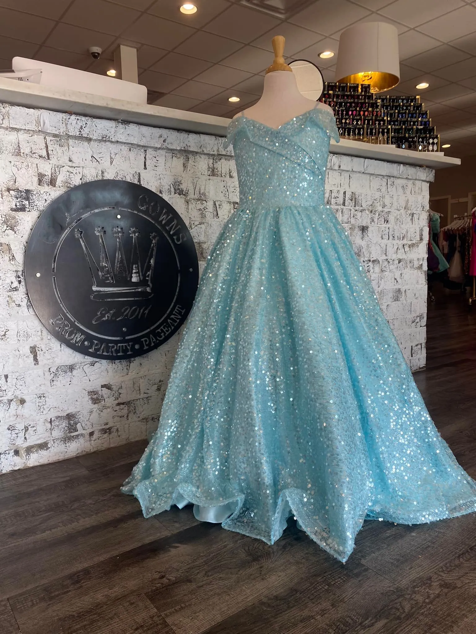 green emerald velvet dress Kids Girls Glitter Sequin Pageant Party Gown main image 0