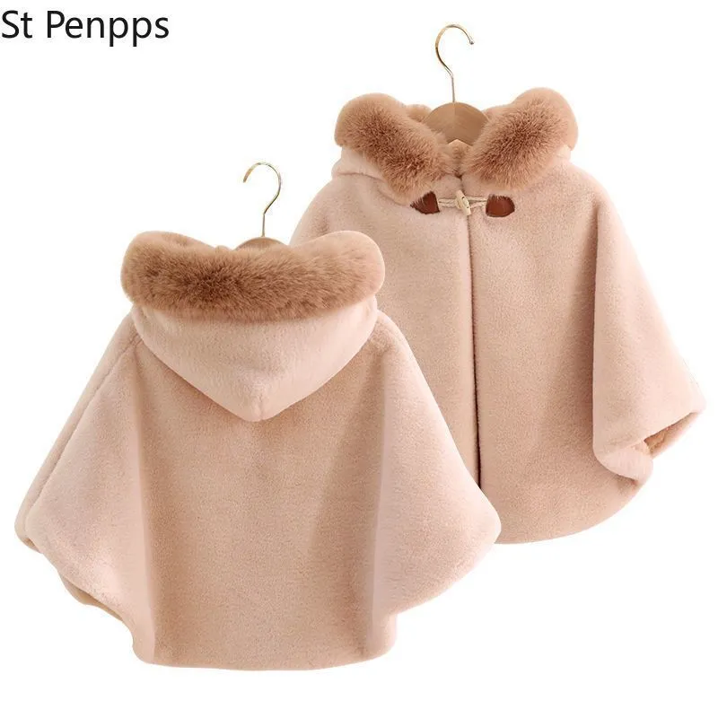 Coat Baby Girl Cloak Faux Fur Winter Infant Toddler Child Princess Hooded Cape Collar Outwear Top Warm Clothes 18Y 220915