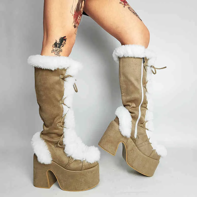 Furry platform boots sale