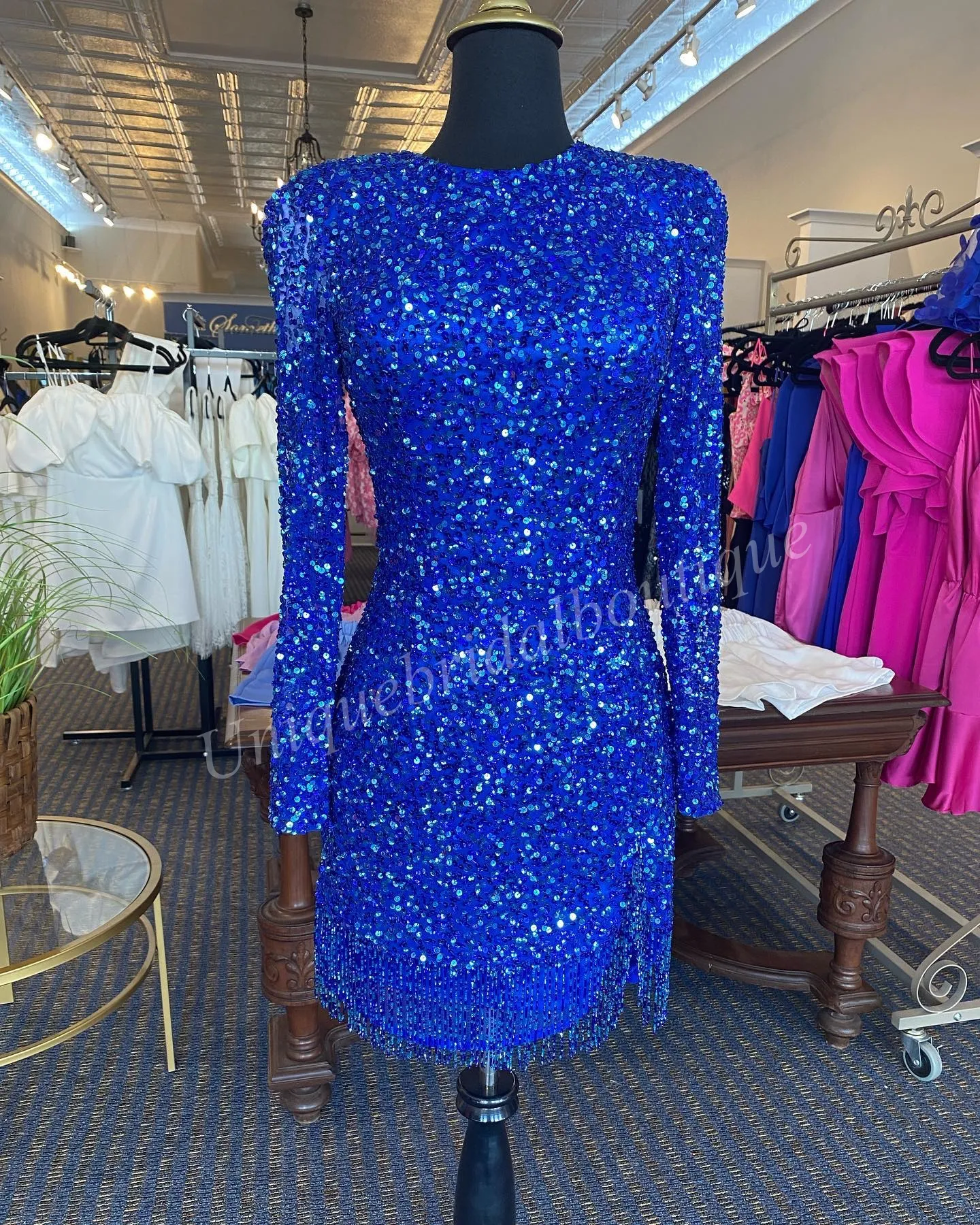 sequins long sleeve homecoming dresses Long Sleeve Short Sequin Sylvia Hoco Dress