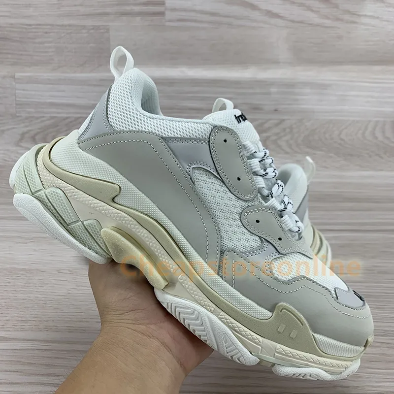 Triple S Chunky Casual Shoes Black White Metal Grey Platform Sneaker Beige Green Yellow Light Blue Cream Yellow Red Height Increase Men Women Dad Shoe
