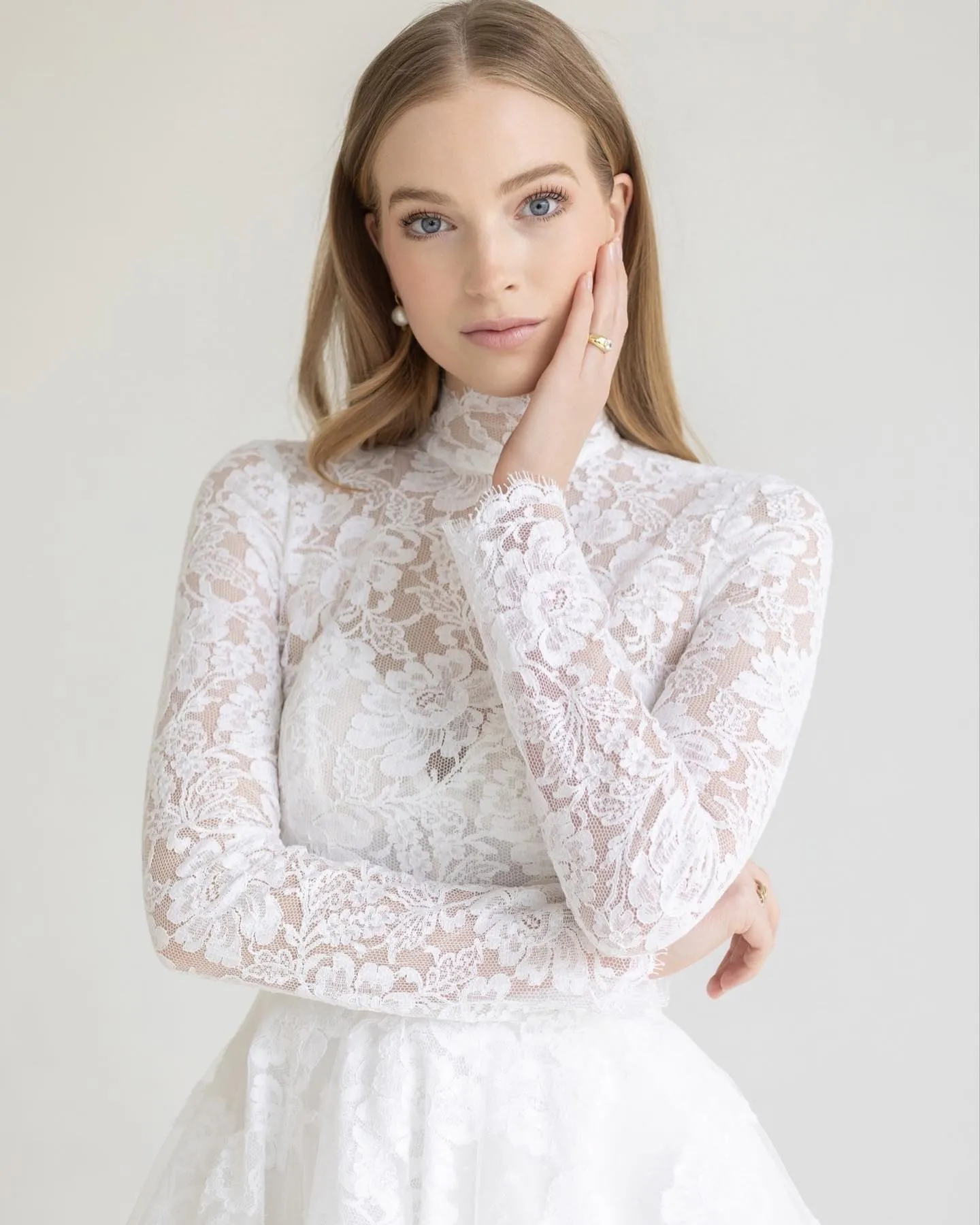 chinese dress ladies Long Sleeves Mermaid Wedding Dresses Lace High Neck  Lisposa