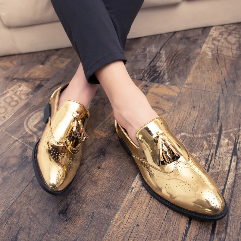 Gold brogues mens best sale