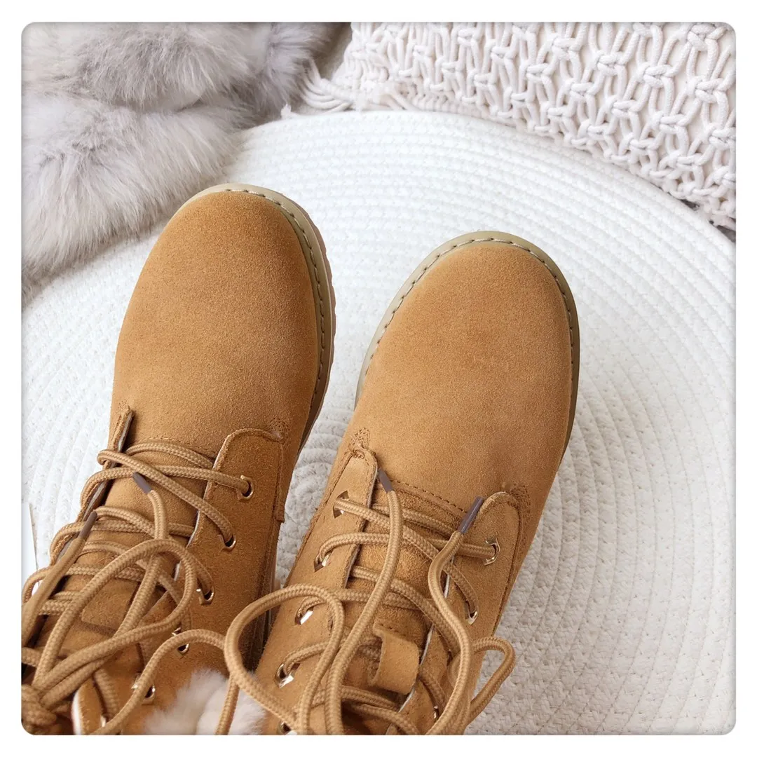 Australian Shepherd Womens Shearling Wool Lining Boots Suede