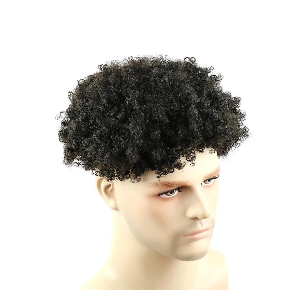 African American Thin Skin Lace Man Hair Wig Natural Toupee Human Hair System Re