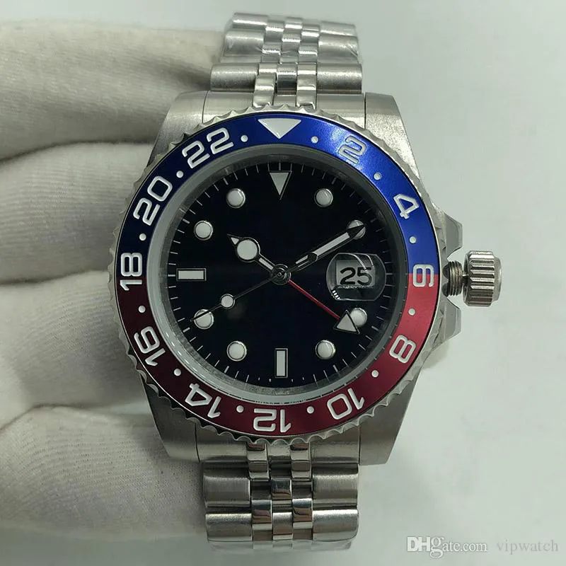 Mens Waterproof Automatic Watch With Black Ceramic Bezel, Full