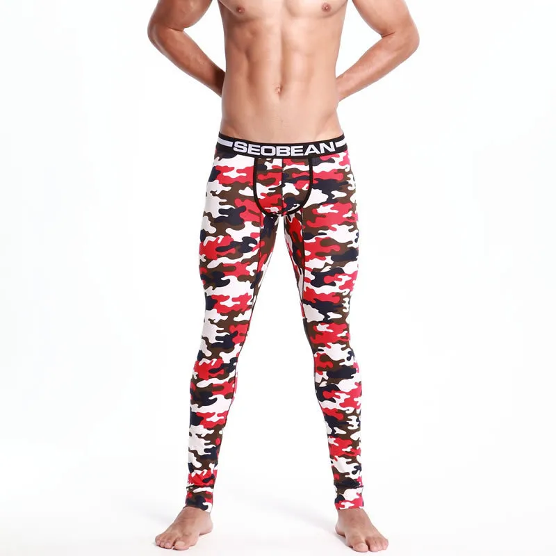 Seobean Men's Thermal Long Johns – Cotton Blend Leggings With Pouch (Sizes M-2XL)