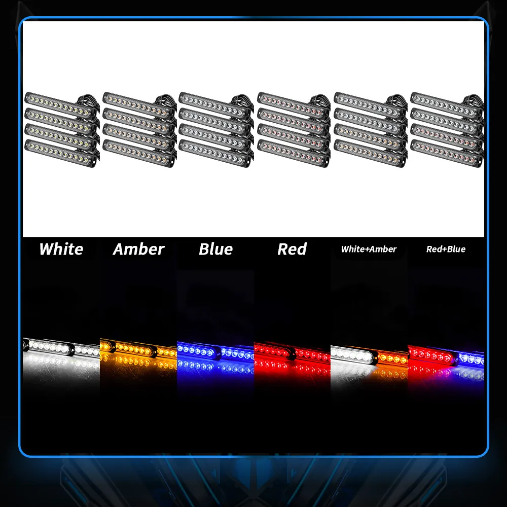 Pack De 4 Luces Strobe LED De Emergencia Ámbar - 12V-24V, Montaje Superficial, Para Camiones, SUV, ATV Y Vehículos De Obra