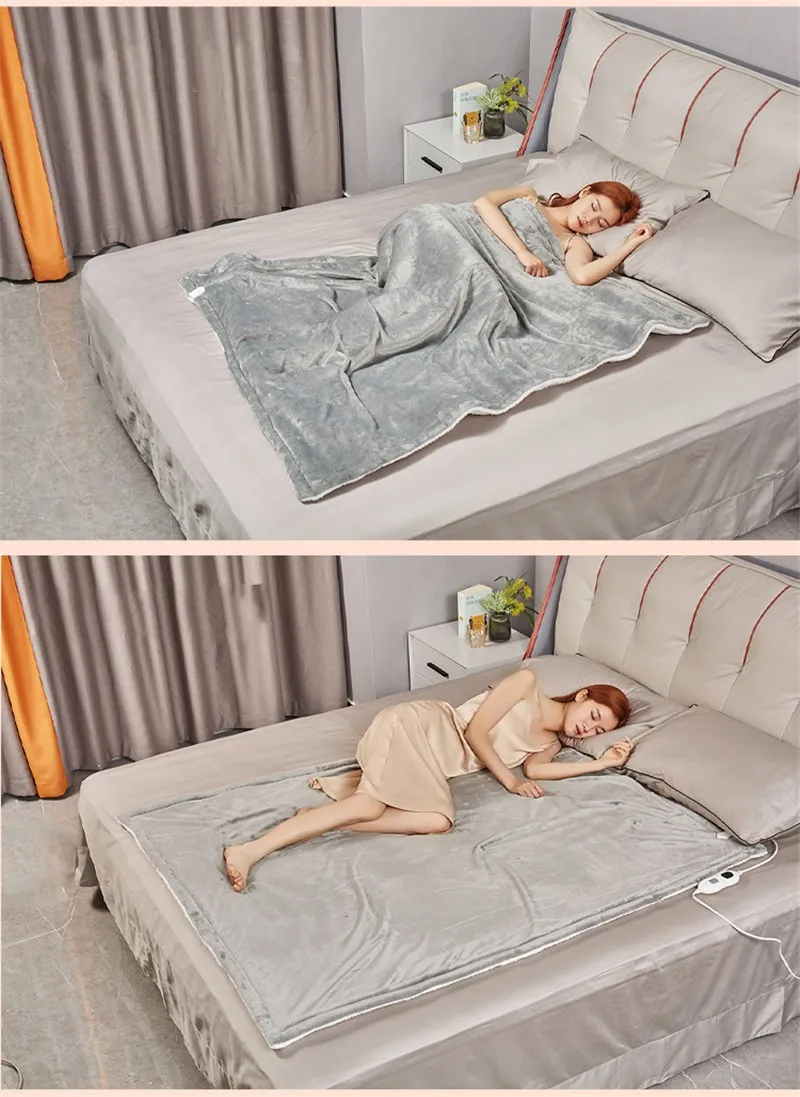Electric Heated Blanket Soft Fleece Warming Mattress Pad Knee Warmer US Standard 110V