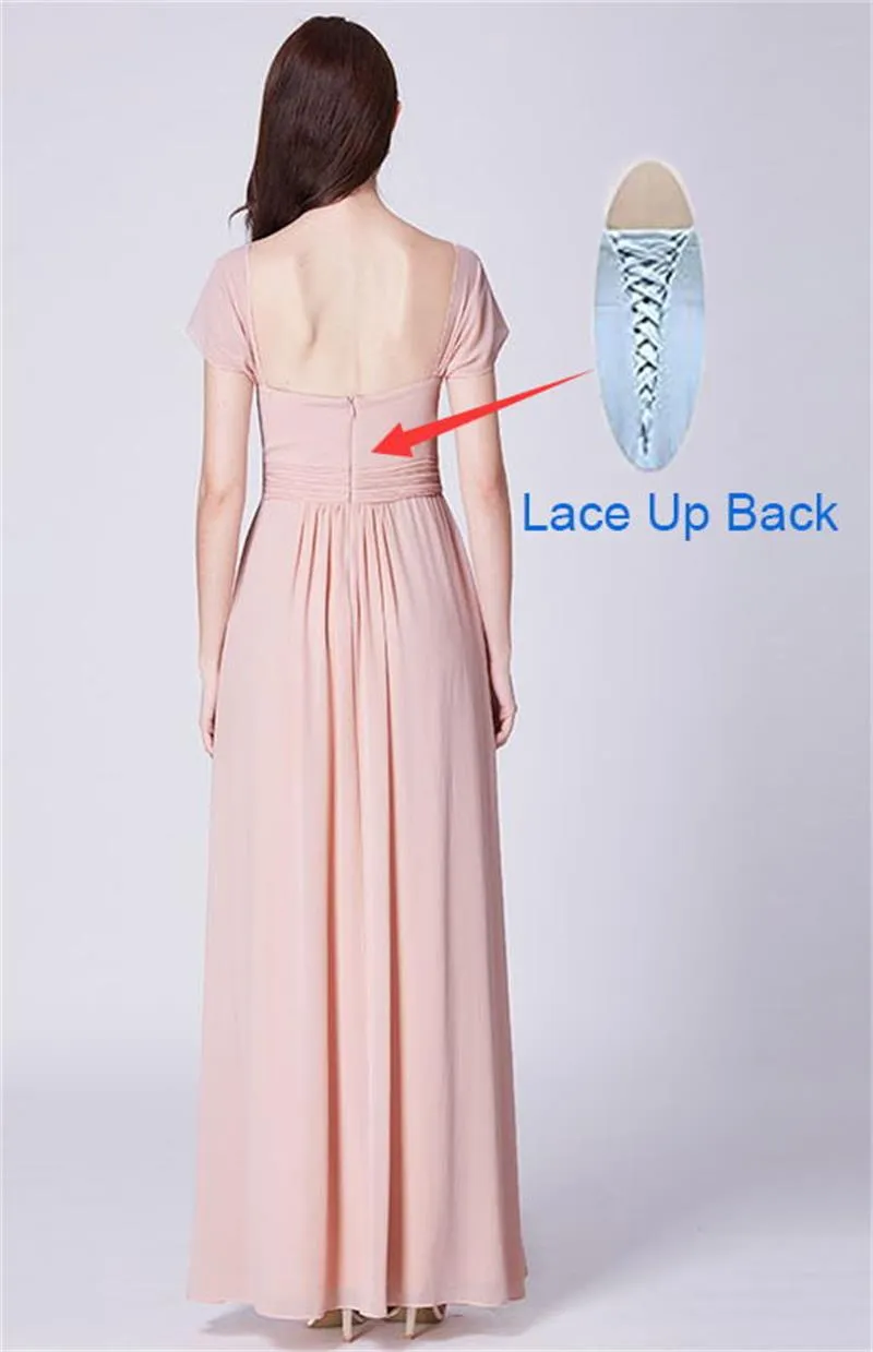blue dress for baby girl Cute Lace up Back A-Line Half-sleeves Short Bridesmaid Dress with  Appliques, MB129 – Musebridals main image 1