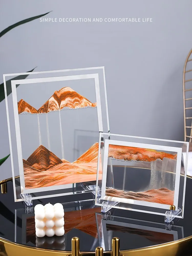 JZIYH Rotation À 360 ° Peinture de Sable Qui Coule, Image d'art De Sable Mobile en Verre Rond