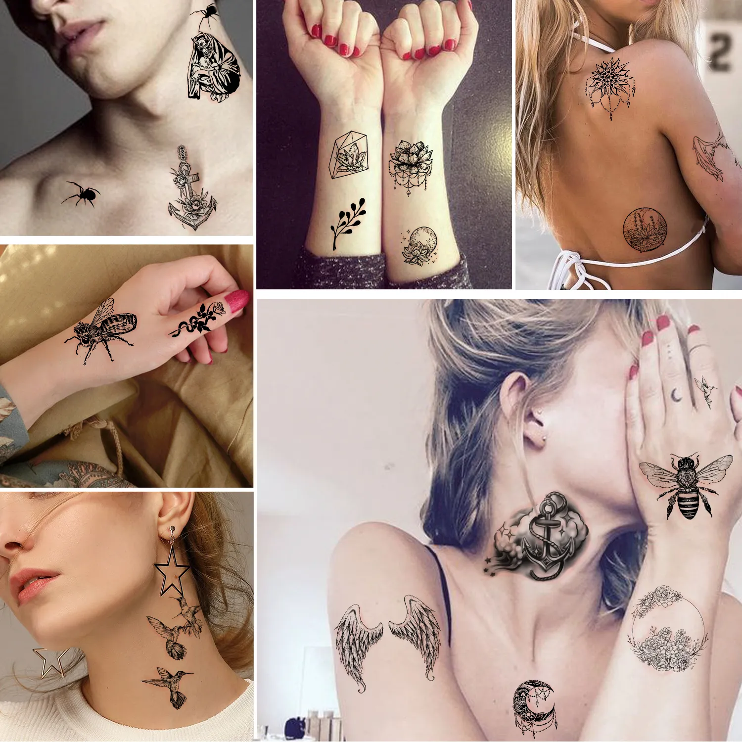 Tatuaggi Temporanei 60 Fogli Stampa Belle Stelle Animali Farfalla Fiori  Body Art Braccio Tatuaggio Impermeabile Moda Finta Uomo Bambino 220930 Da  14,77 €