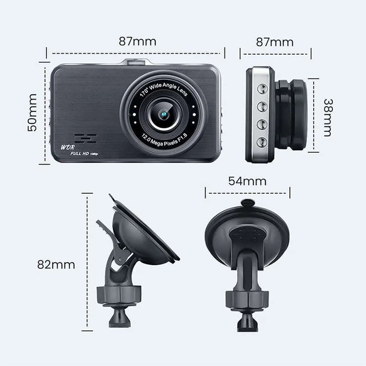 FHD 1296P Dashcam With 3 Rear View Loop Recording, G Sensor, Dual