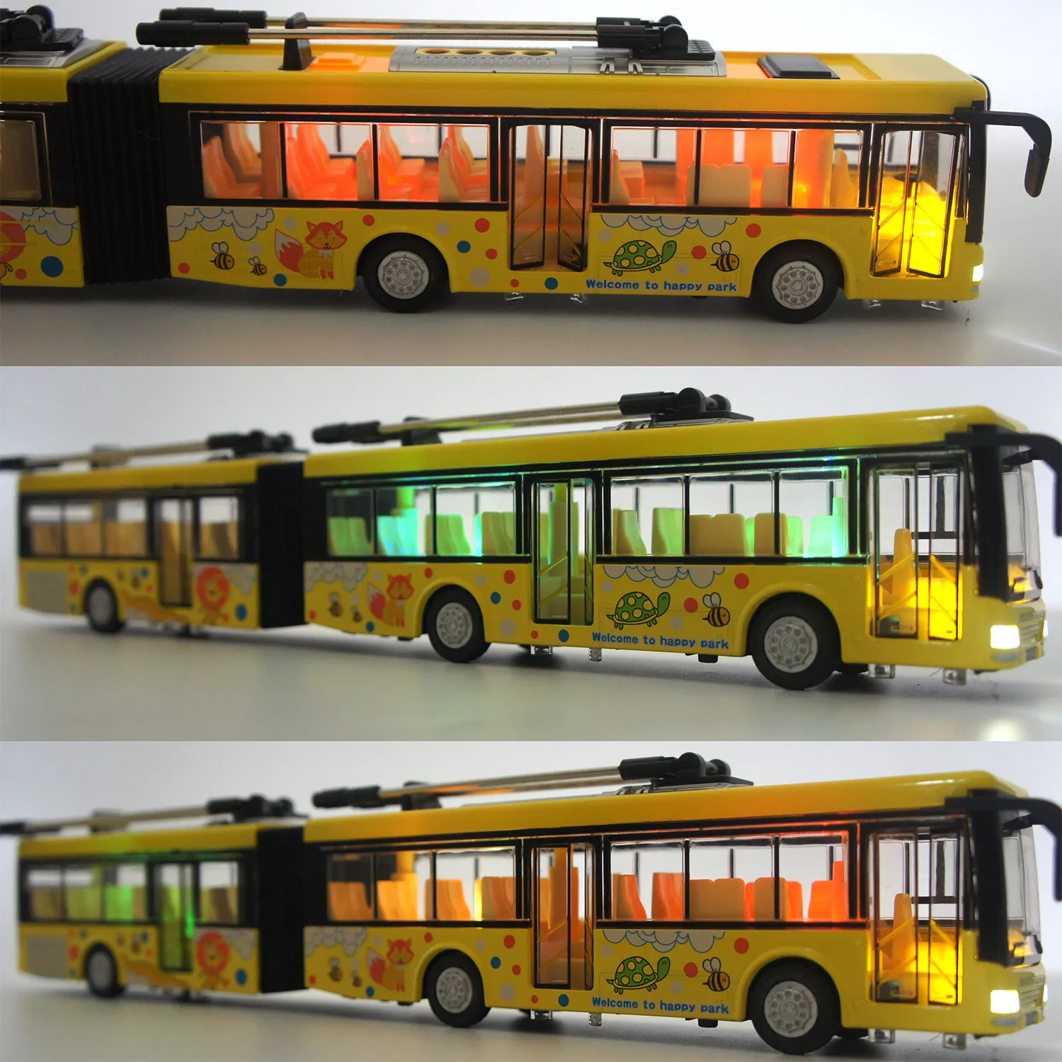 Diecast Model car Double tram bus model 1 50 alloy pull back section High-quality sound and light music children's toys 220930