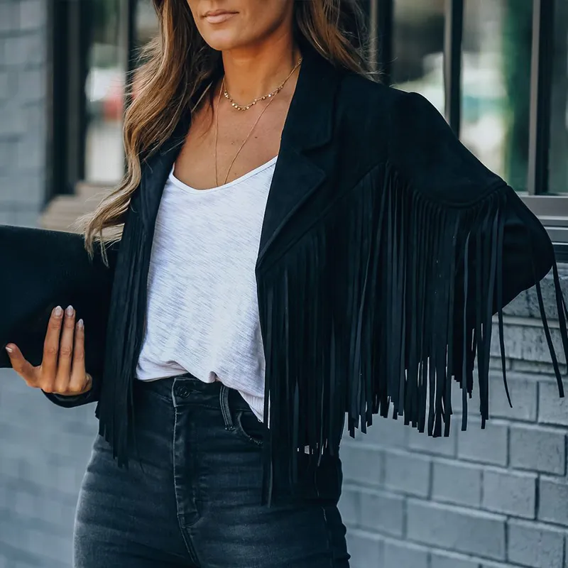 Suede tassel jacket womens deals