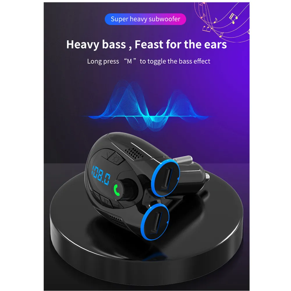 Adaptateur Bluetooth Voiture QUMOX G68 - Lecteur MP3, Appels Mains Libres, Charge USB-C - Transmetteur FM