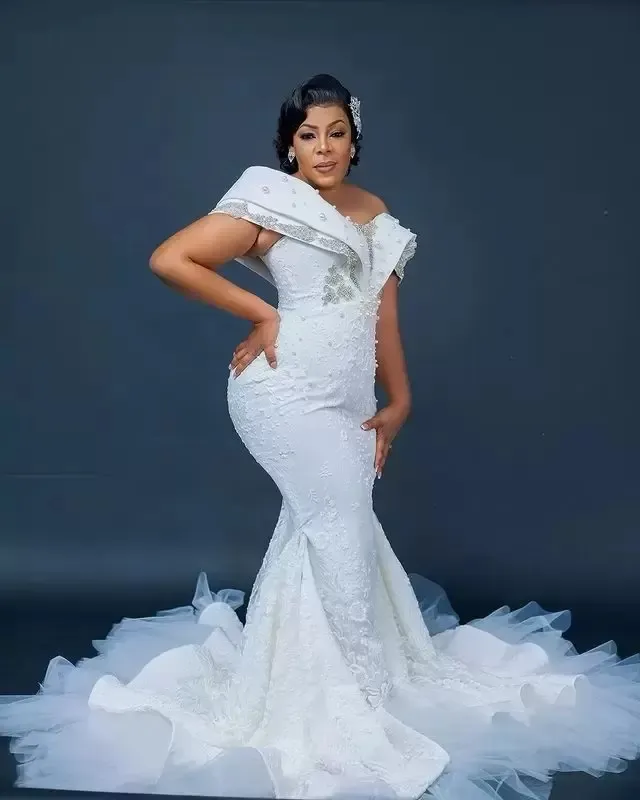 2022 Plus Size Arabic Aso Ebi Stylish Luxurious Mermaid Curvy Wedding Dress  Beaded Crystals Pearls Bridal Gowns Dress B0818G02 From Bestoffers, $204.77