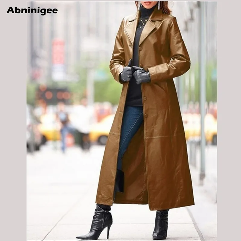 Steampunk Gothic Leather trench jacket for Women - Long