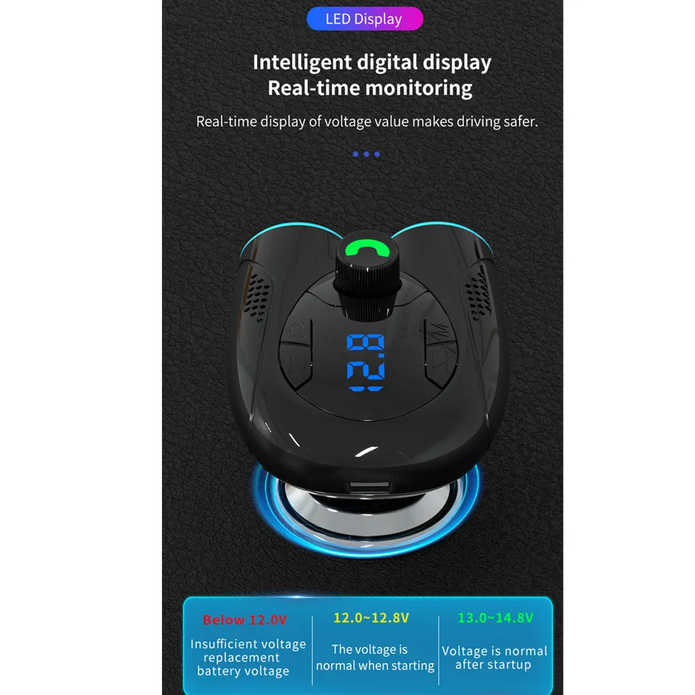 Lecteur MP3 Bluetooth Voiture QUMOX G68 - Appel Mains Libres, Port USB-C, Charge Téléphone, Transmetteur FM