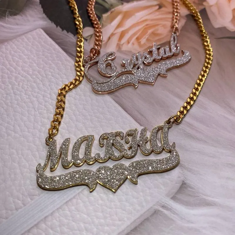 Personalized Name Necklace Custom Bling Name Necklaces Gold Stainless ...