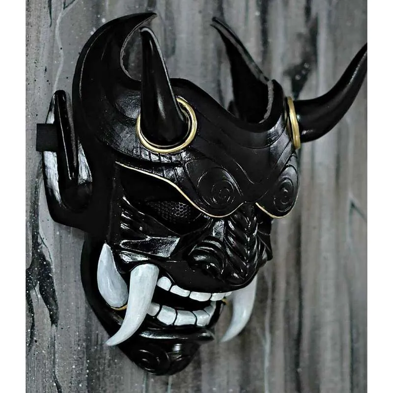 Hannya Demon Oni Samurai Mask Halloween Face Mask, Latex Adult Unisex with Rope Horns, Red Prajna Cow Devil Mask, EVA Material for Party Cosplay, 2024 Hannya Demon Oni Samurai Mask Halloween Face Mask, Latex Adult Unisex with Rope Horns, Red Prajna Cow Devil Mask, EVA Material for Party Cosplay, 2024