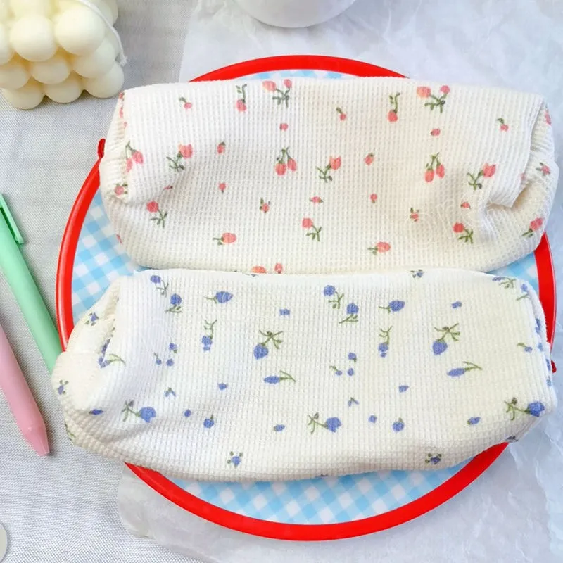 Kawaii Floral Cotton Pencil Pouch Fresh Style, Small Size, Cute
