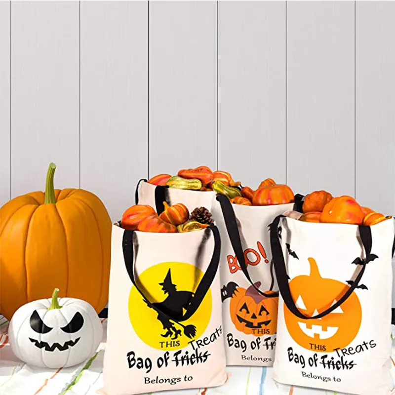 12 Pack Halloween Trick Or Treat Bags - Large Reusable Candy Totes
