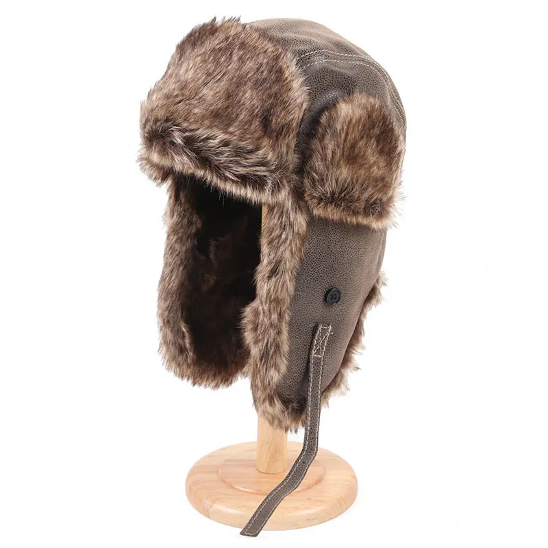 Leather Bomber Trapper Hat Mens With Faux Fur And Earflap For Men And Women  Russian Ushanka Soviet Winter Pilot Snow Cap 220829 From Buyocean08, $14.44