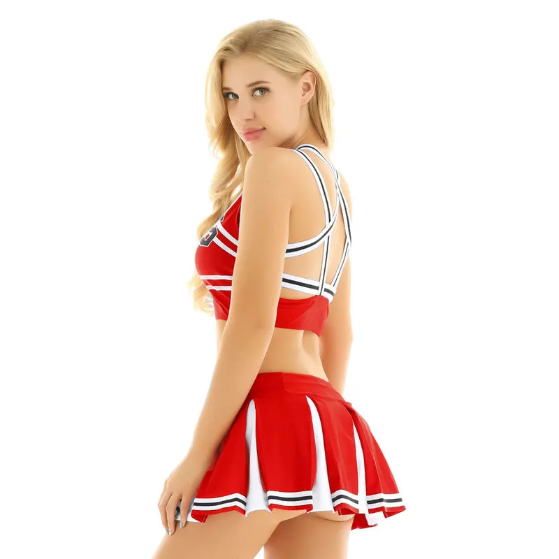 2023-sexy Cheerleader Outfit Halloween Women Schoolgirl Gleeing Cheerleader  Uniform High School Cheerleading Costume-i