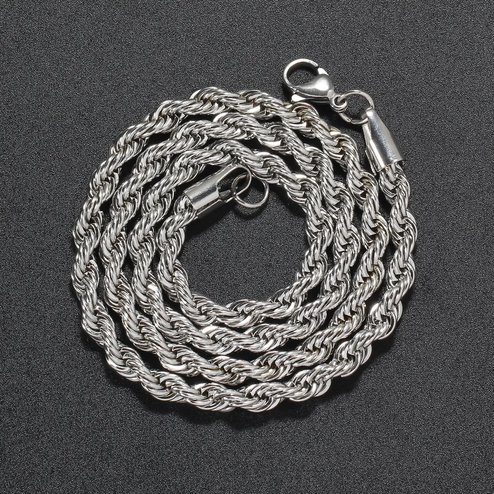 Stylish Gold Chain Mens Sterling Silver Necklace With 5mm Rope Stainless  Steel Hip Hop Jewelry For Men From Hiphopfamily, $6.43