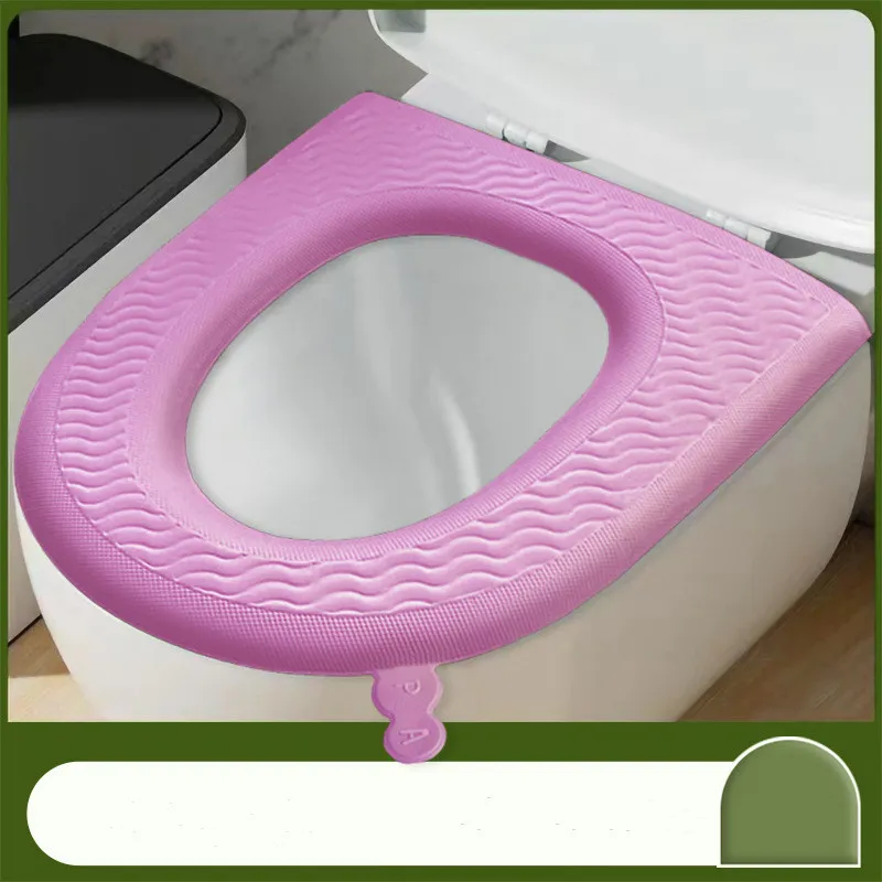 (pink)Housse de siège de toilette imperméable, coussin de toilette avec  tapis de poignée, accessoires de couverture de Bidet de sièg