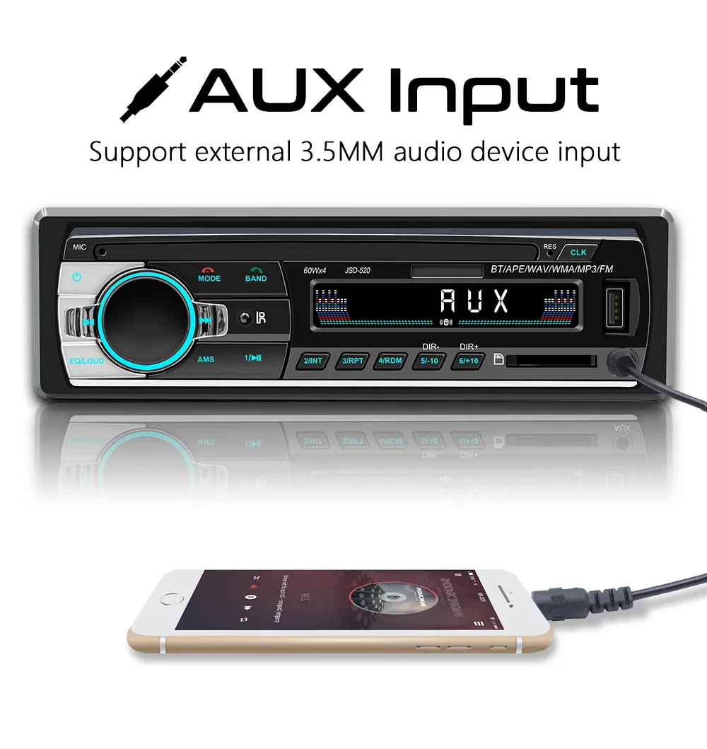 Sistema audio automobilistico lettore MP3 Bluetooth con input USB SD JSD520