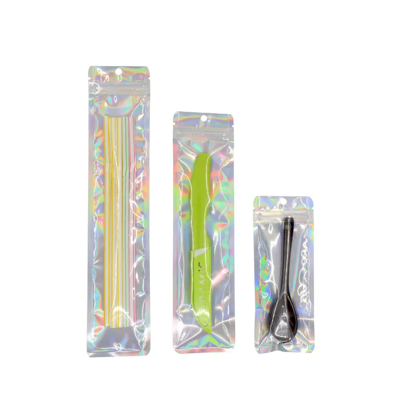 Wholesale Resealable Holographic Glitter Pen Pouch 2.4x9 Inch