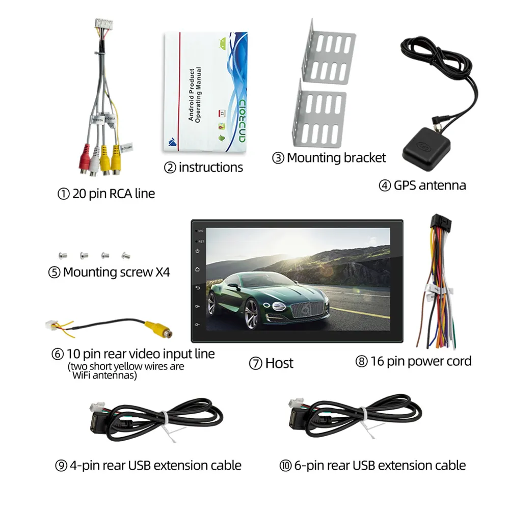 10セット ヘッド ユニット ハーネス/AUX/アンテナ アダプタ 適用: ホンダ アコード/CRV/シビック/フィット/オデッセイ OEM ラジオ AL-LL-8397 AL デュアルカーステレオ：10.1 GPSナビゲーション、Quad Core、Bluetooth