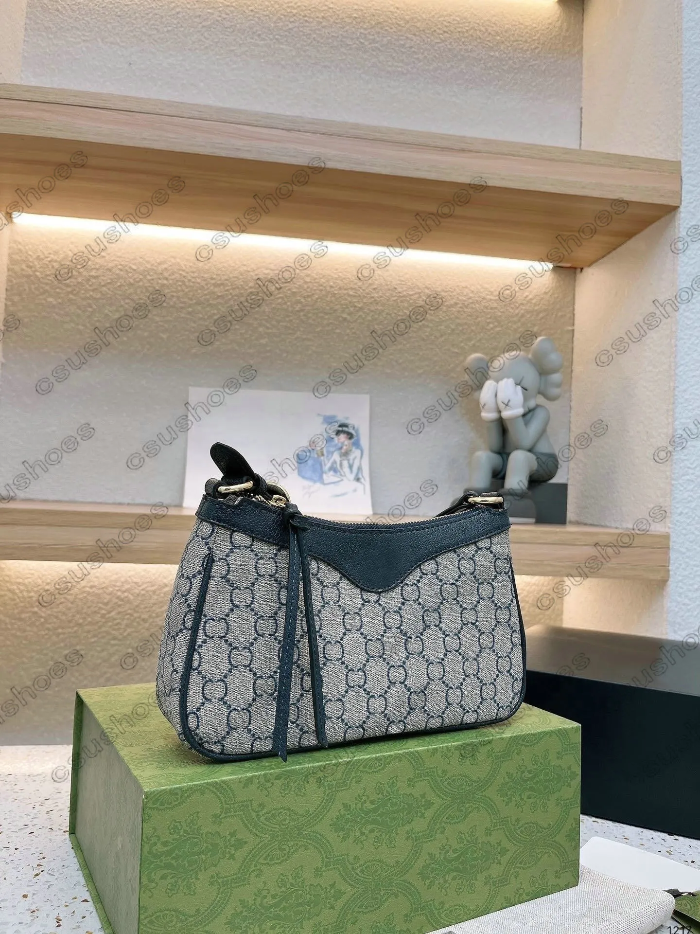 Womens Half Moon Bags: Beige & Ebony Ophidia PM Hobo Chains Womens Half Moon Bags: Beige & Ebony Ophidia PM Hobo Chains