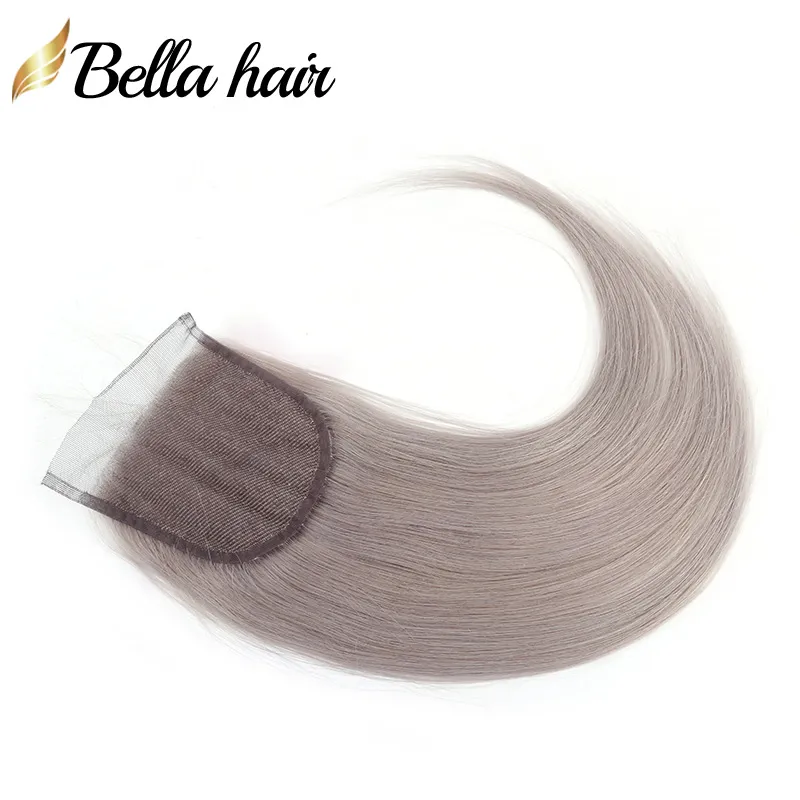 SALE Human Hair Lace Closure With Baby Hair Bleach Knots 4x4 Pink Green Sliver Grey 99J Purple