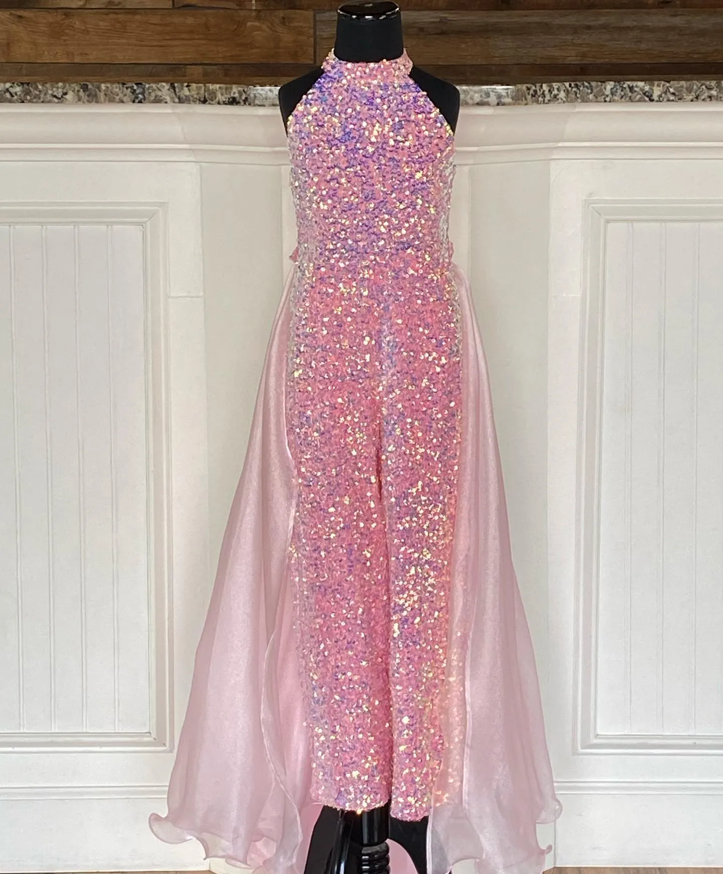 prom dress glitter pink Opulence Denim Sequin Jumpsuit – Style Kurator main image 1
