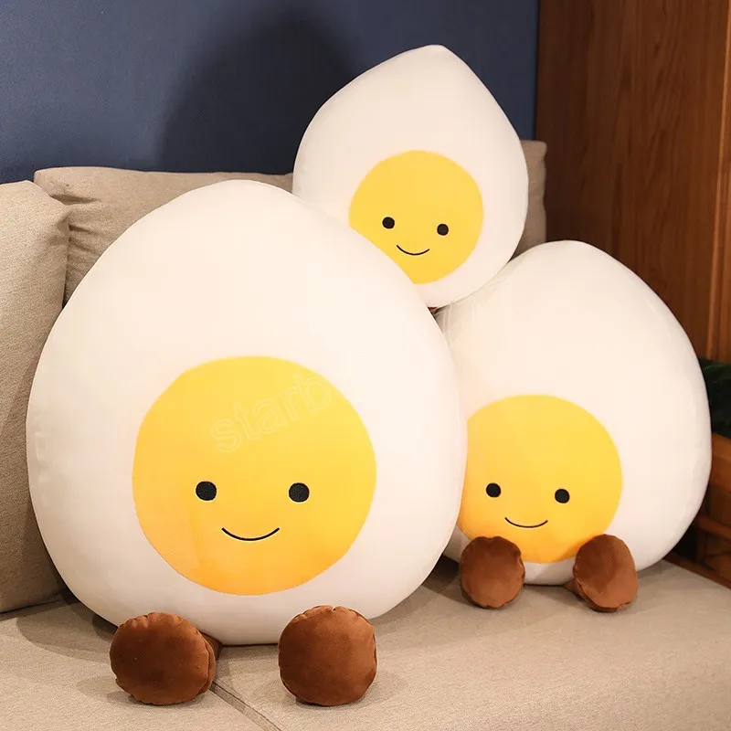 Kawaii 40cm Cartoon Boiled Egg Plush Mellows Creative Stuffed Hug Pillow For Sofa Backrest ...