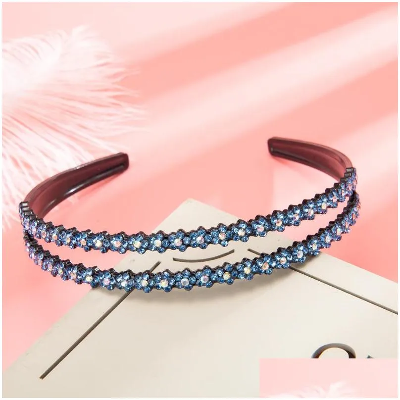 rhinestone crystal headbands hoop double row belt teeth non slip hairpin women resin headwear hair accessories gifts beauty 4 3yy m2