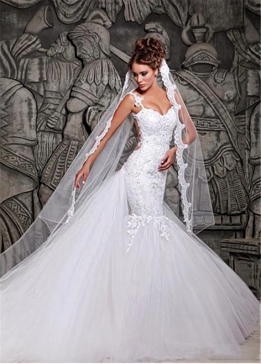Abito Da Sposa A Sirena In Pizzo Con Scollo A Barchetta In Raso Di Tulle E Spalline Con Spalline Aperte Sul Retro Da 68 6 DHgate