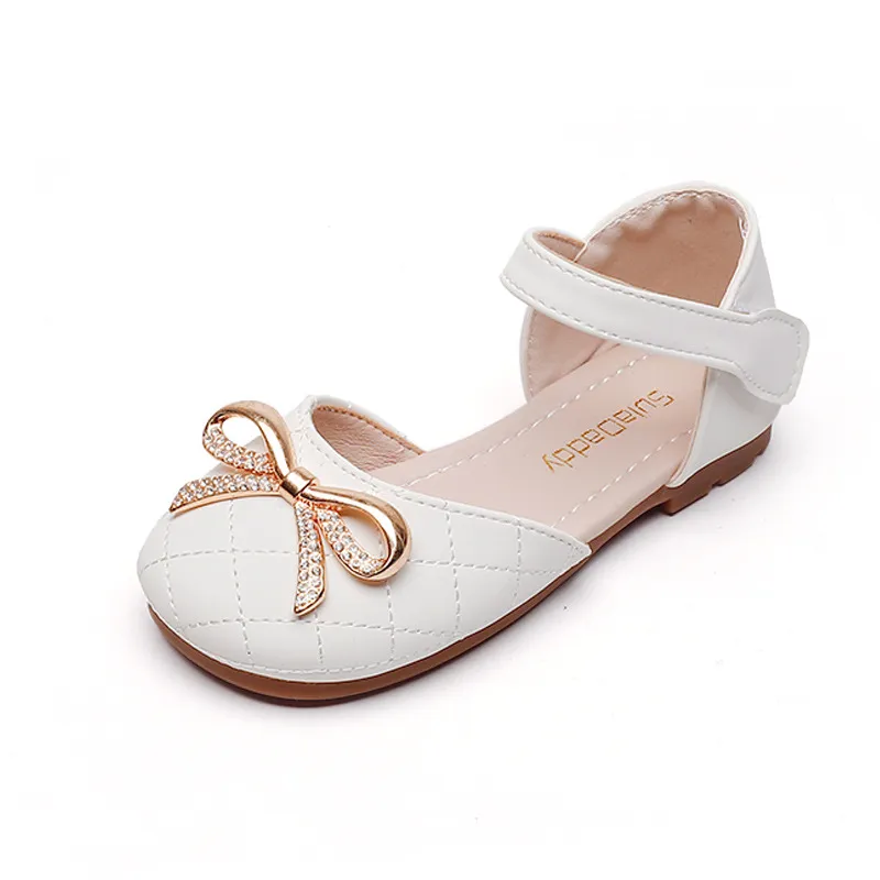 New Girls Sandals Bow Single Shoes Kids Leather Shoes Children
