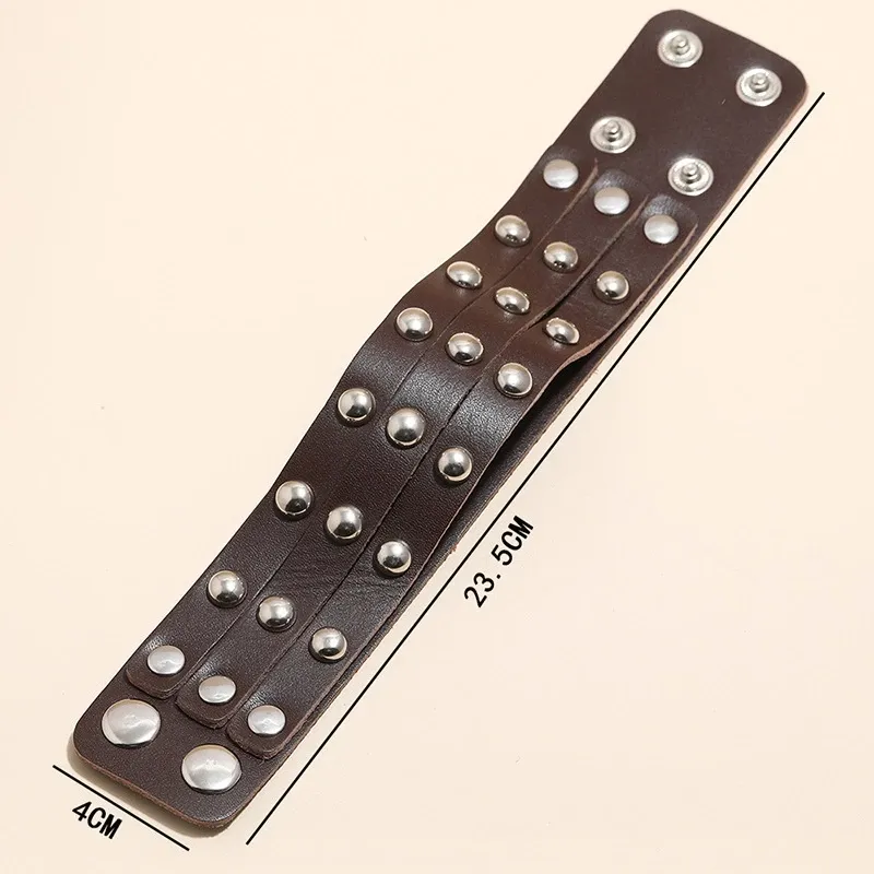 Wide Cuff Leather Bracelets: Vintage Punk Style Bangles For