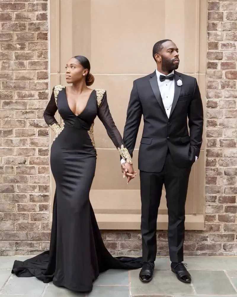 Black Jersey Lce Backless Long Sleeve Prom Dress, Evening Gown With Side Slit,SFPD0201 Black Jersey Lce Backless Long Sleeve Prom Dress, Evening Gown With Side Slit,SFPD0201