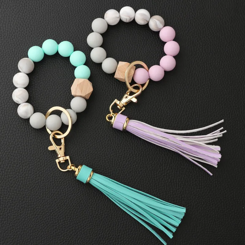 Amazon.com: WEWAYSMILE Wristlet Keychain,Personalized Silicone Key Ring Bracelet  Car Key Ring Bracelet with Tassel for Women Girls : Clothing, Shoes &  Jewelry