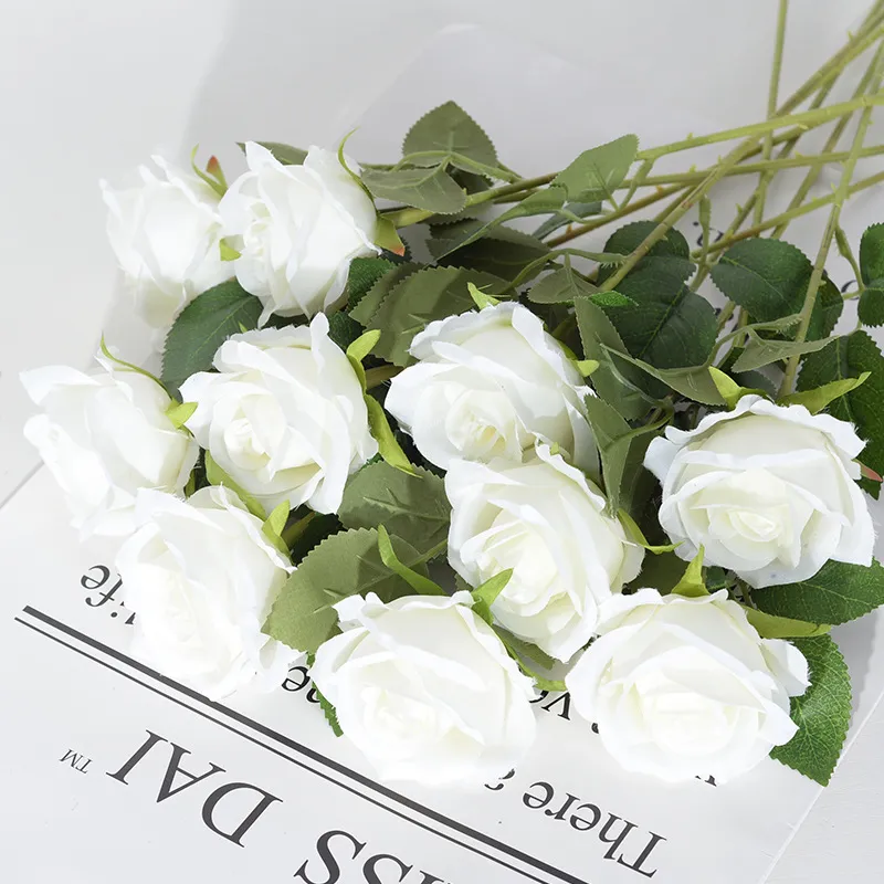 Artificial Rose Flowers Single Stem Fake Silk Rose Flower For Home ...