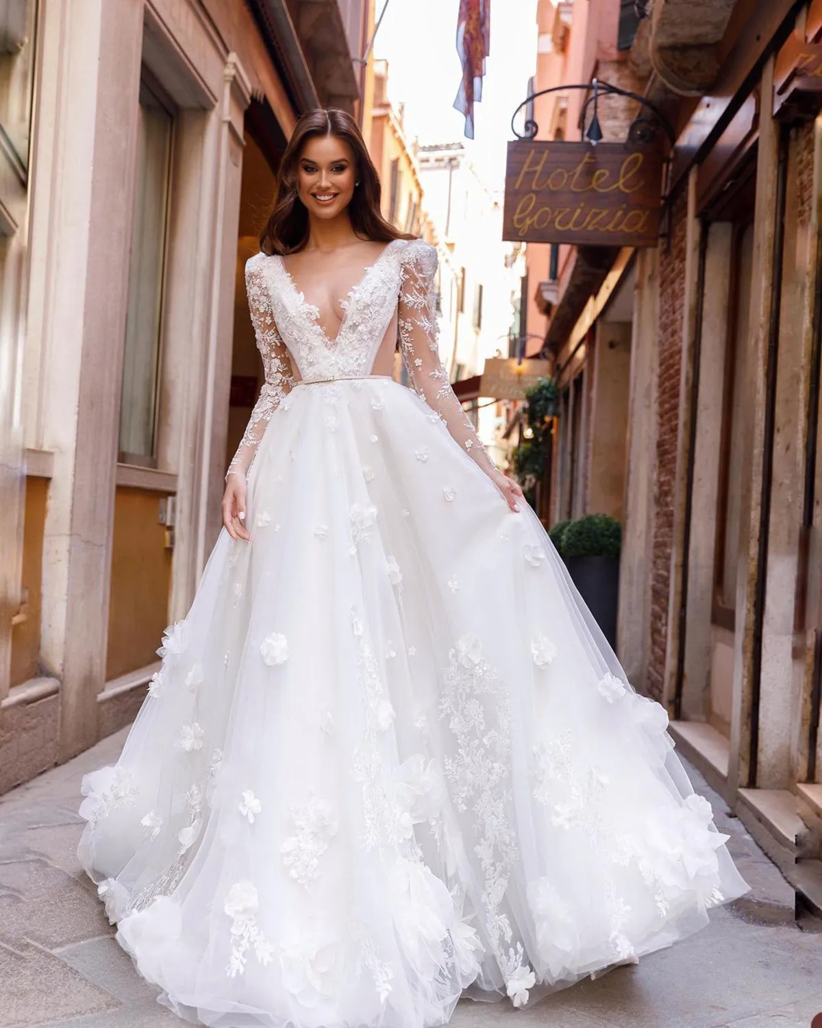 Glamorous A Line Wedding Dresses V Neck, Long Lace... From Huifangzou, $193  | DHgate.Com
