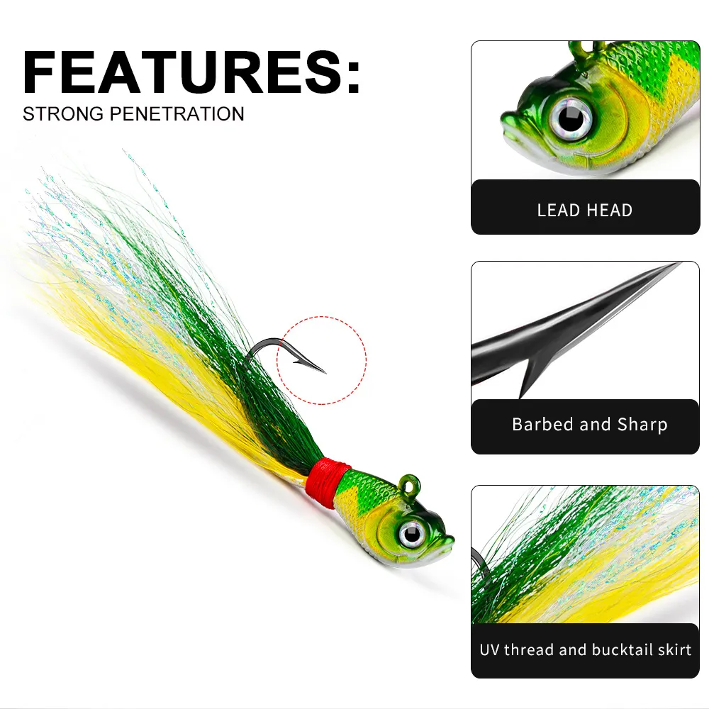 Economy Fishing Lure: Ultra Minnow Bucktail Jig Head Striper Fluke Bass  Teaser Spinner Bait Lure From Yala_products, $1.9