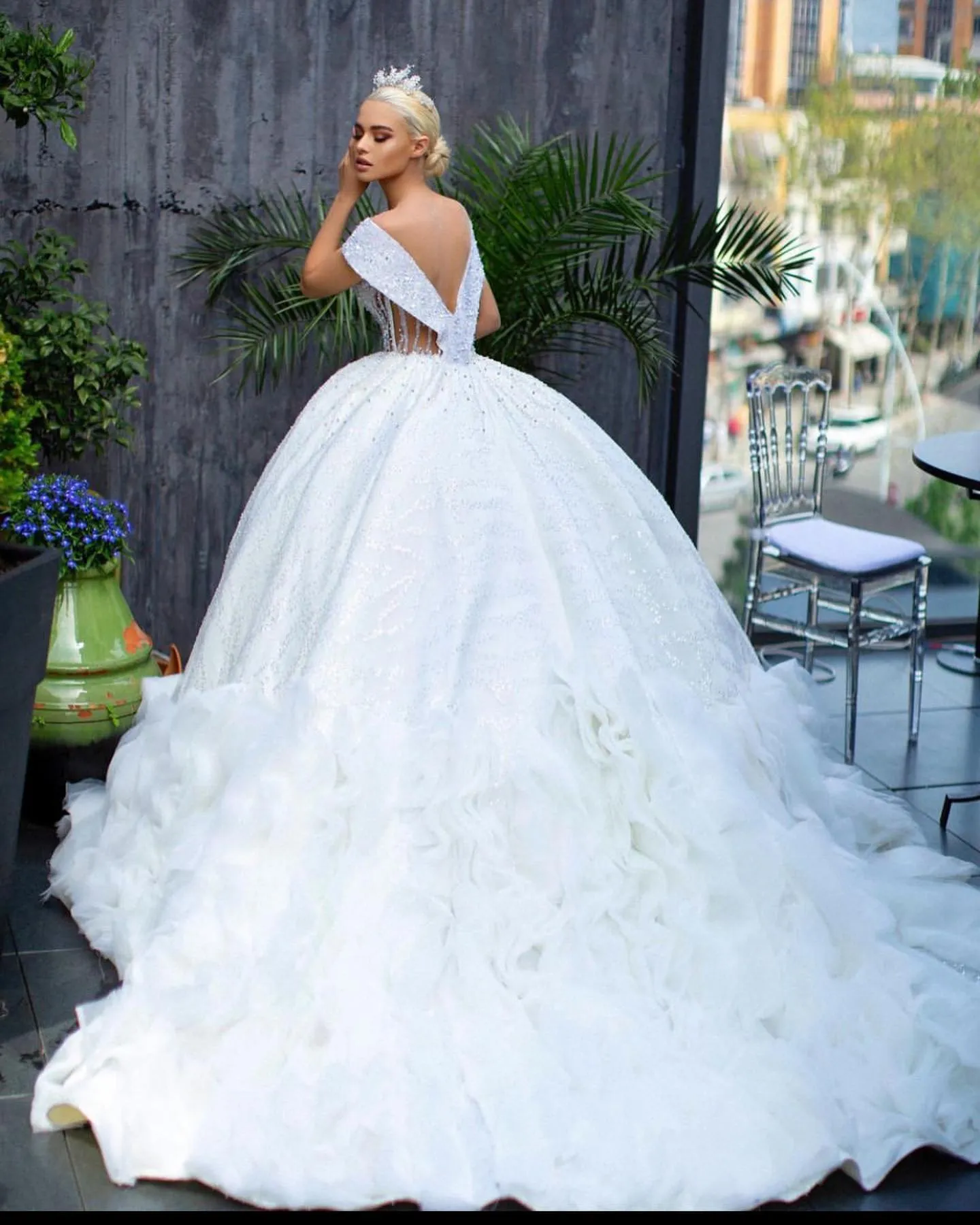 diamond wedding dress Princess Crystal Beaded Illusion Sleeves  Lisposa Up Back Diamond Collection | Eva's Bridals