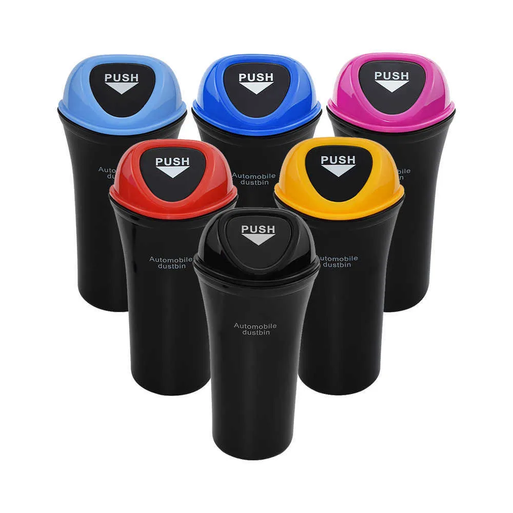 Car Garbage Bin With Lid - Leakproof Trash Can, Organizer With Compartments For Snacks, Cup, Phone